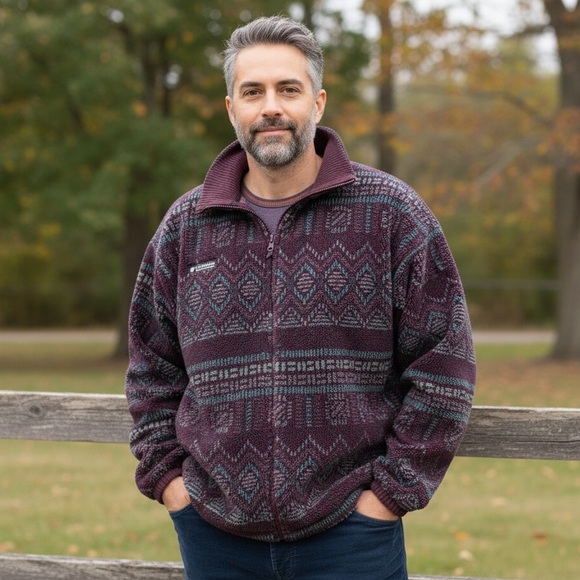 Columbia Vintage Aztec Fleece Full Zip USA Made Men’s XL